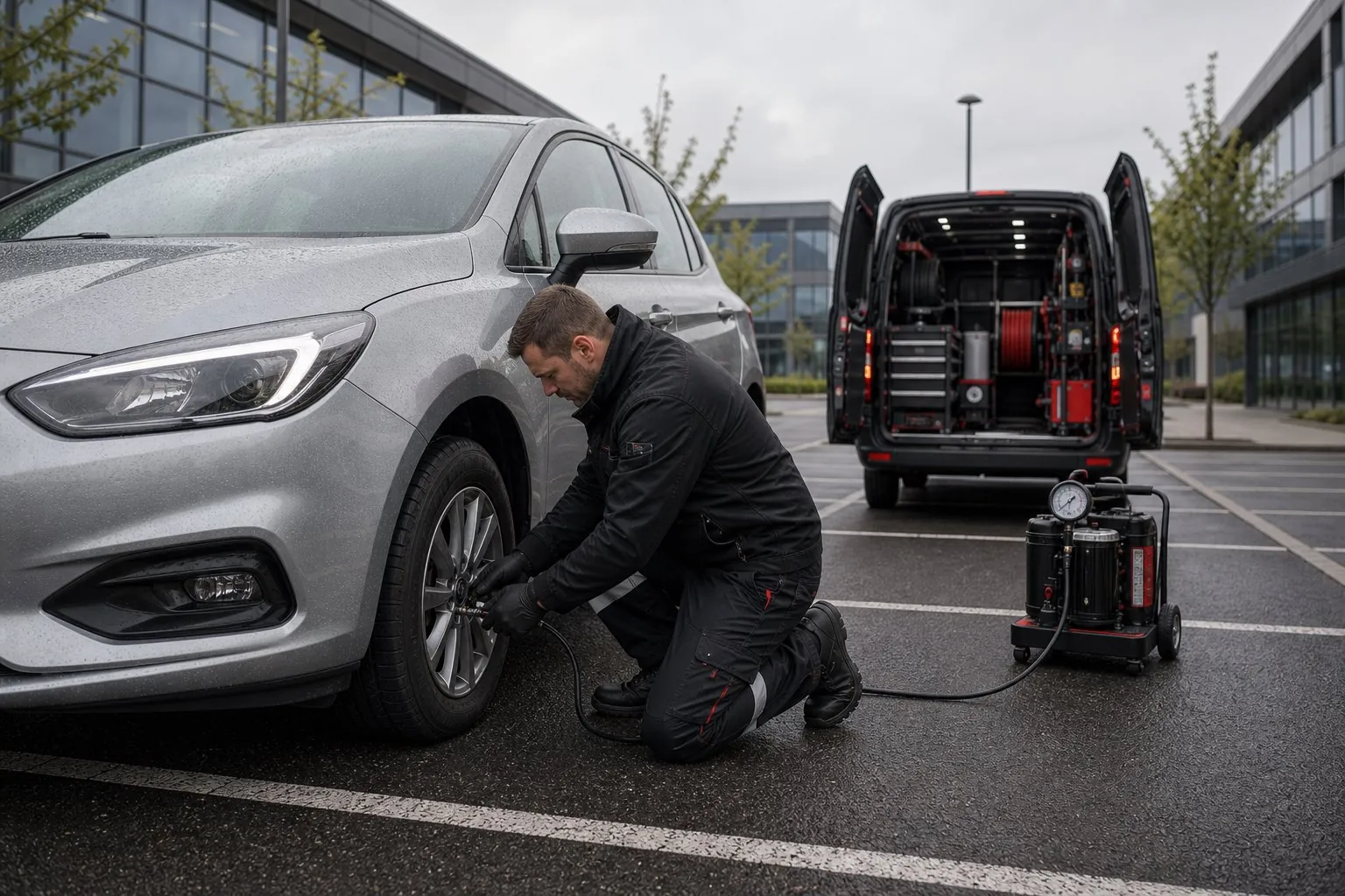 Mobile Tyre Fitting being carried out at a customer's location